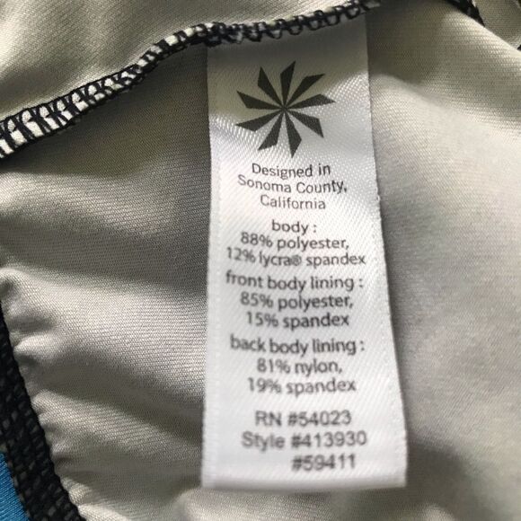 Athleta Blue Green Paisley Drawstring Racerback Swim Top - Picture 13 of 13